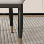 Chaise de salle à manger moderne en cuir véritable, à accoudoirs inclinés et dossier bas