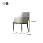 Chaise de salle à manger moderne en cuir véritable, à accoudoirs inclinés et dossier bas