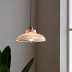Suspension minimaliste en verre transparent avec corde dorée