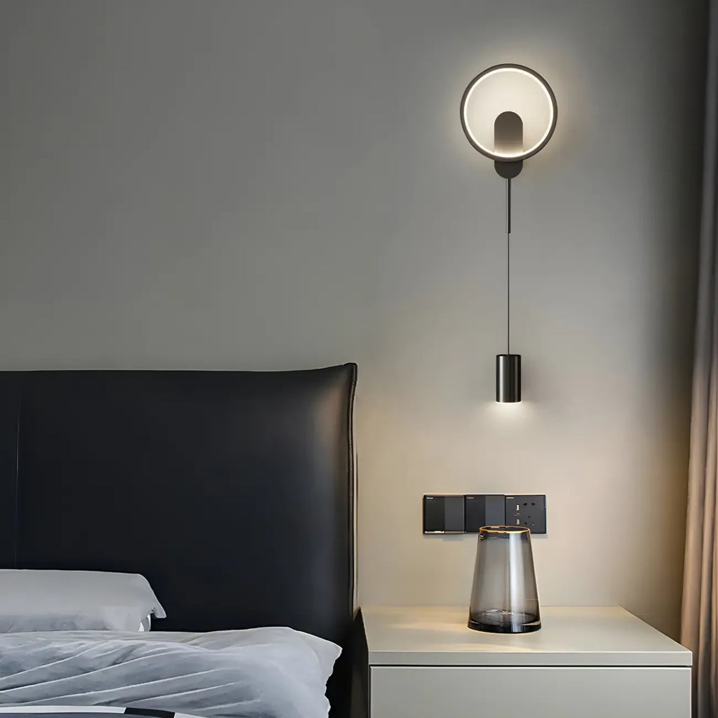 Lampada da parete a 2 luci a LED nera elegante e dimmerabile da 39,5"H per comodino