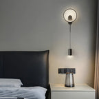 Lampada da parete a 2 luci a LED nera elegante e dimmerabile da 39,5"H per comodino