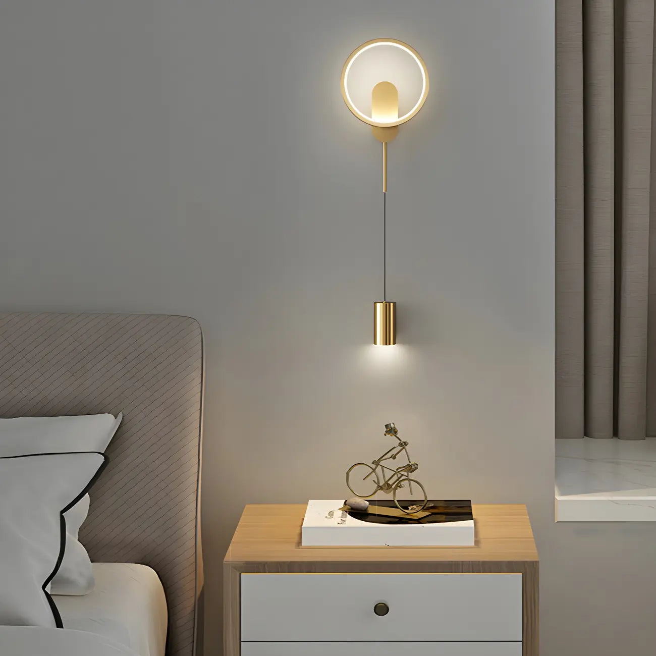 Lampada da parete a 2 luci a LED nera elegante e dimmerabile da 39,5"H per comodino
