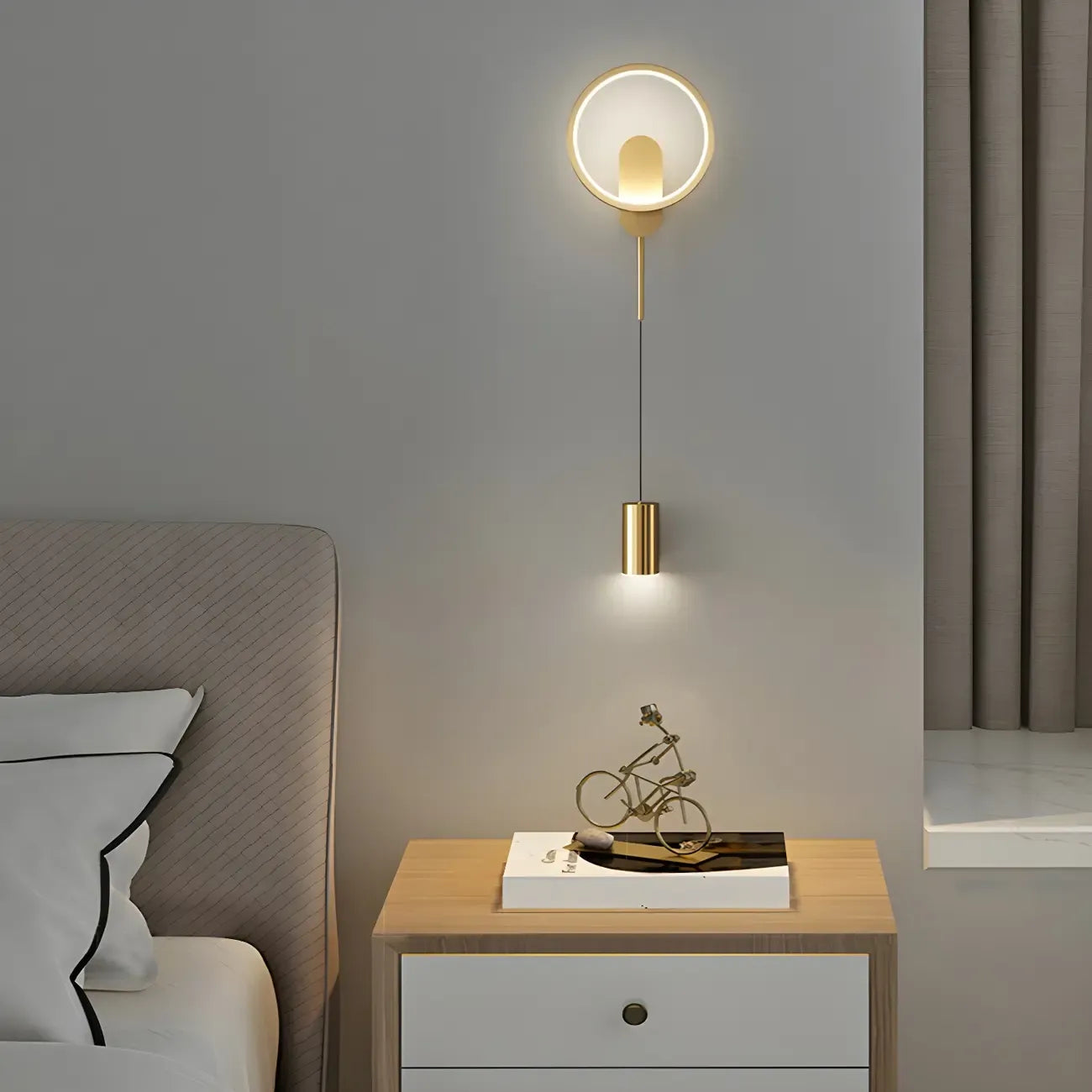 Lampada da parete a 2 luci a LED nera elegante e dimmerabile da 39,5"H per comodino
