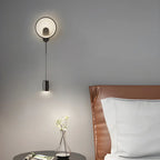 Lampada da parete a 2 luci a LED nera elegante e dimmerabile da 39,5"H per comodino