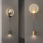 Lampada da parete a 2 luci a LED nera elegante e dimmerabile da 39,5"H per comodino