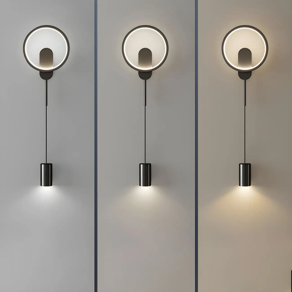 Lampada da parete a 2 luci a LED nera elegante e dimmerabile da 39,5"H per comodino