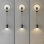 Lampada da parete a 2 luci a LED nera elegante e dimmerabile da 39,5"H per comodino