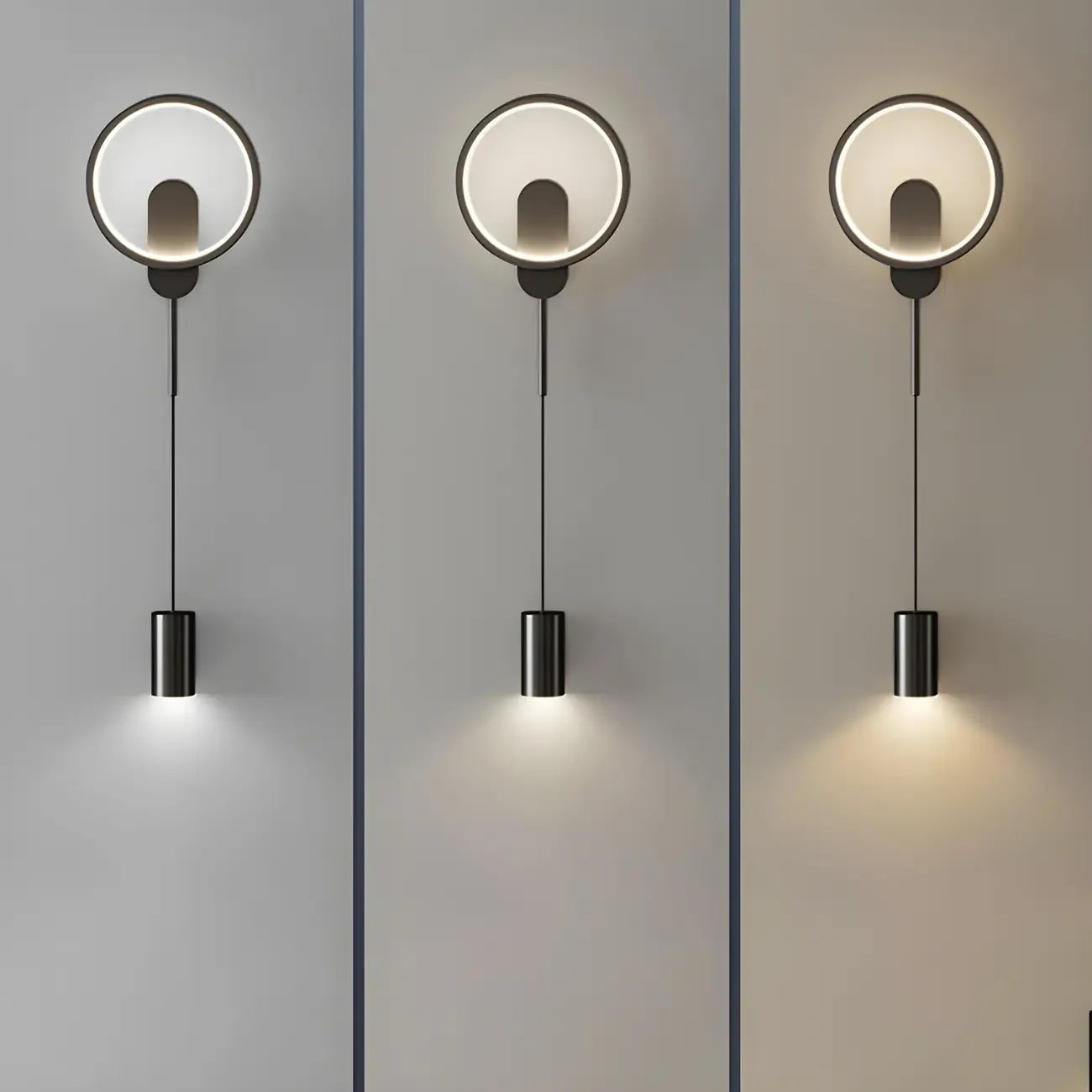 Lampada da parete a 2 luci a LED nera elegante e dimmerabile da 39,5"H per comodino