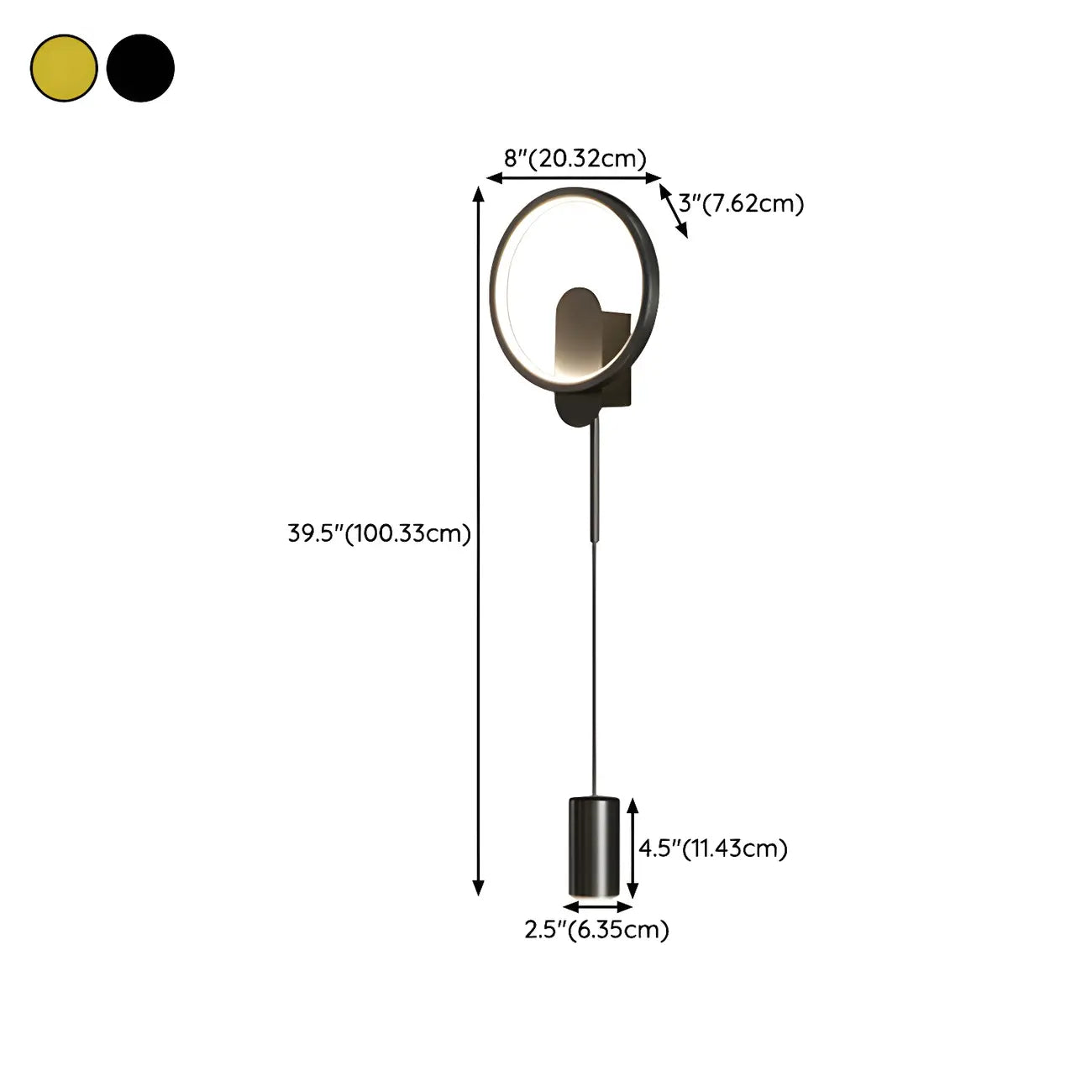 Lampada da parete a 2 luci a LED nera elegante e dimmerabile da 39,5"H per comodino