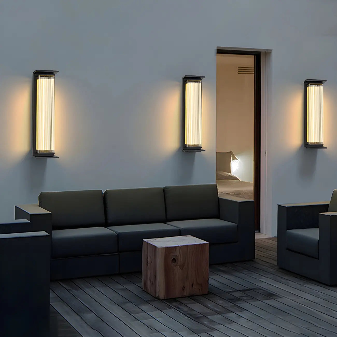Applique murale LED extérieure moderne géométrique en acier