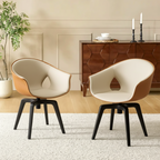 Chaises de salle à manger pivotantes de style moderne du milieu du siècle, dossier bas incurvé