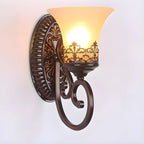 Applique murale LED en bronze vintage avec abat-jour en verre dépoli
