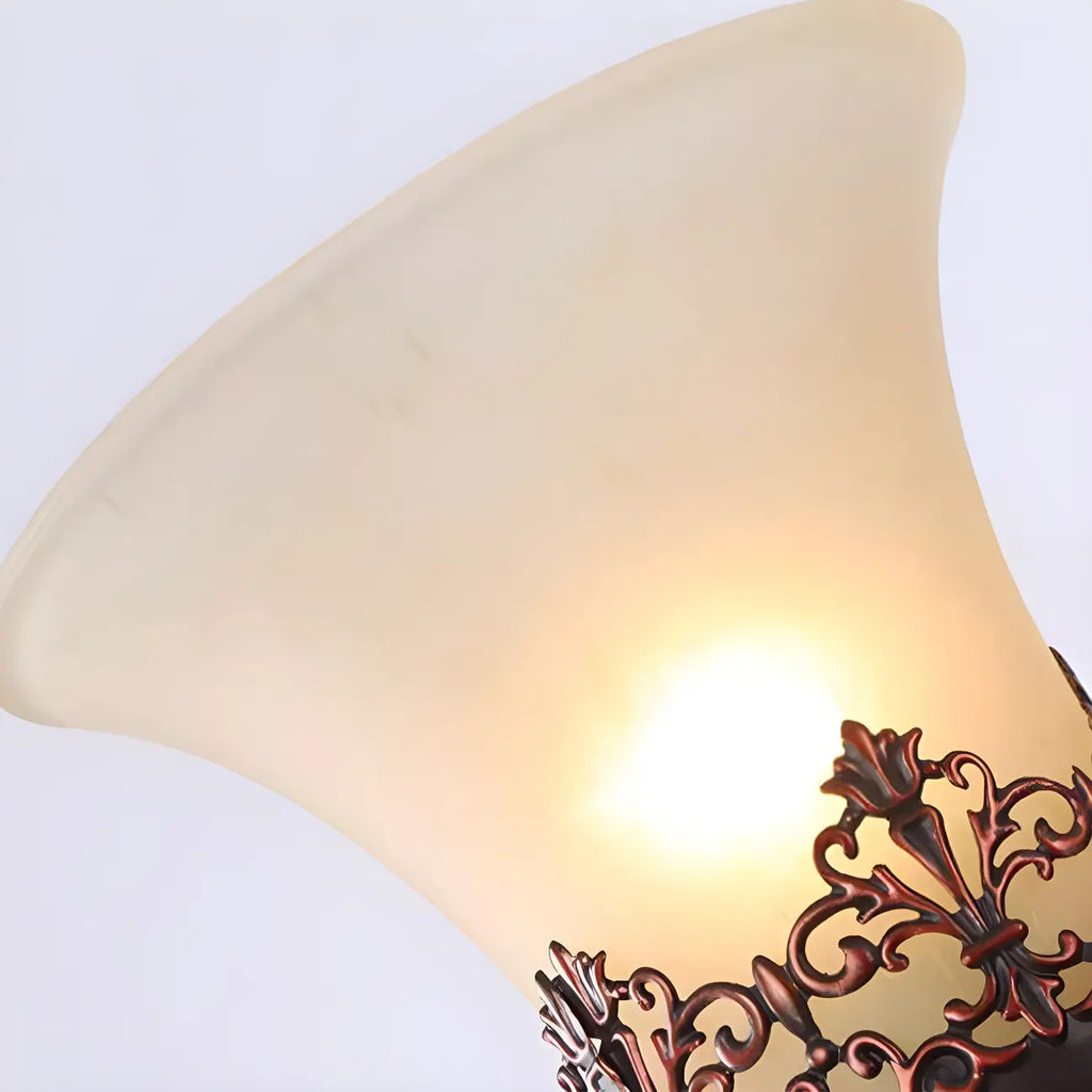Applique murale LED en bronze vintage avec abat-jour en verre dépoli