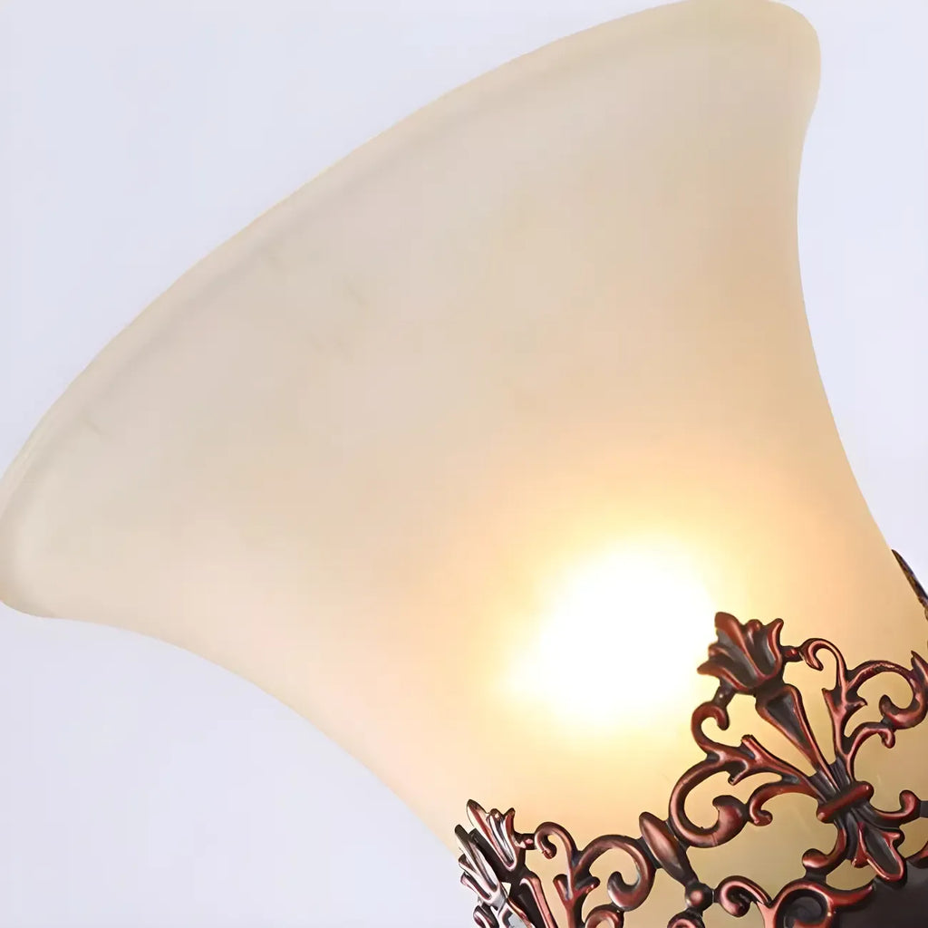 Applique murale LED en bronze vintage avec abat-jour en verre dépoli