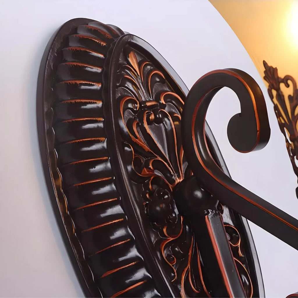 Applique murale LED en bronze vintage avec abat-jour en verre dépoli