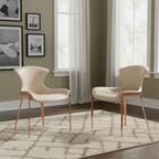 Chaises de salle à manger glamour à oreilles en cuir selle avec pieds en métal