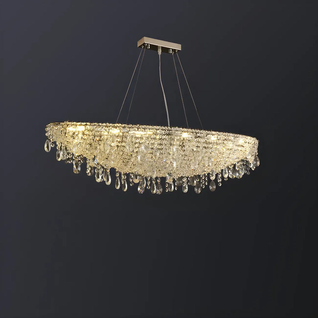Suspension îlot de cuisine luxueuse en cristal à 16 lumières