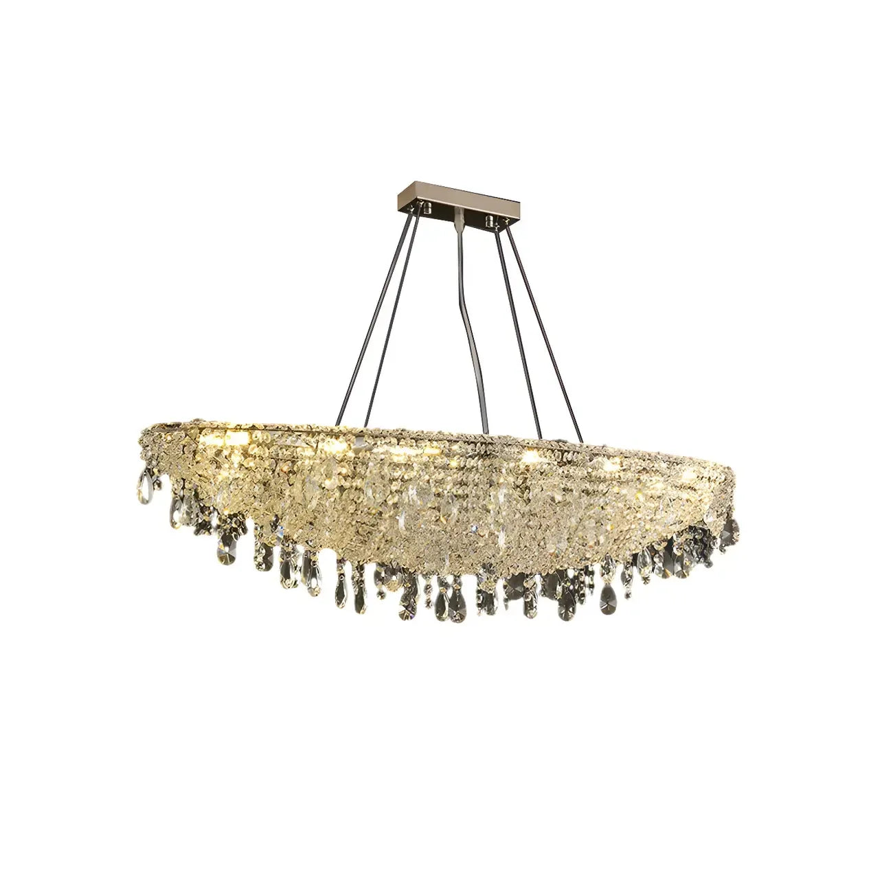 Suspension îlot de cuisine luxueuse en cristal à 16 lumières