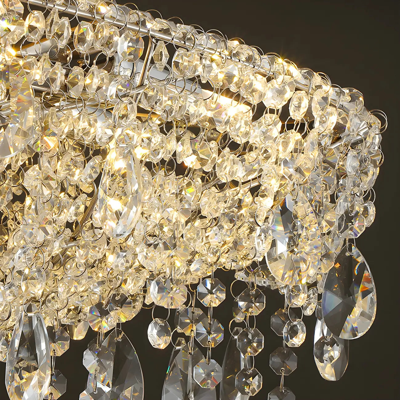 Suspension îlot de cuisine luxueuse en cristal à 16 lumières