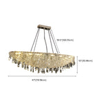 Suspension îlot de cuisine luxueuse en cristal à 16 lumières