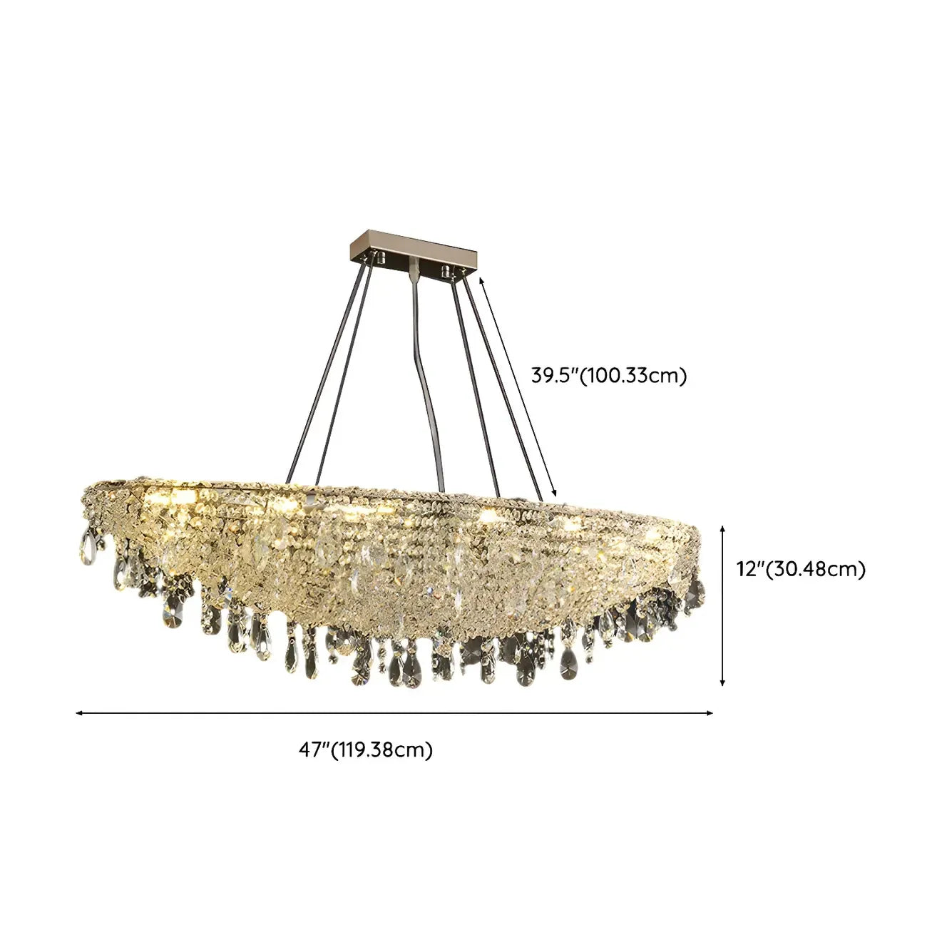 Suspension îlot de cuisine luxueuse en cristal à 16 lumières