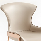 Chaises de salle à manger glamour à oreilles en cuir selle avec pieds en métal