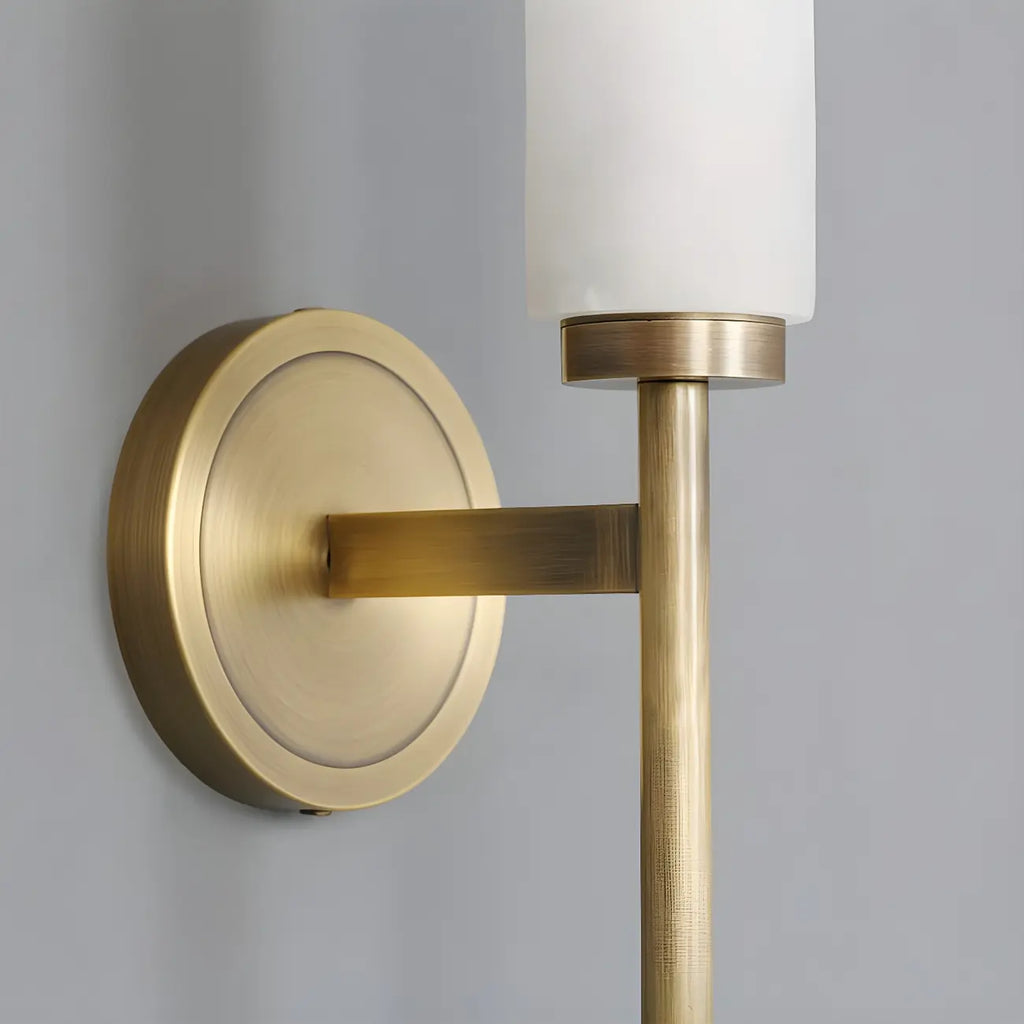 Applique murale moderne cylindrique en pierre dorée avec éclairage LED pour chambre