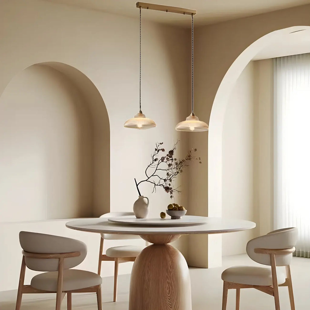 Lampadario a sospensione da isola a 2 luci, moderno, a cupola in vetro dorato, per cucina