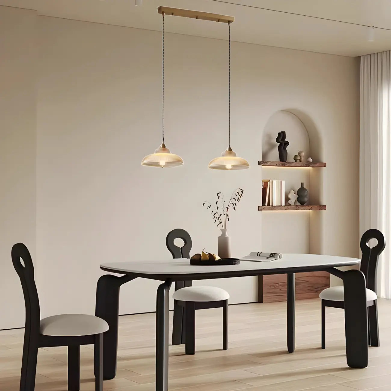 Lampadario a sospensione da isola a 2 luci, moderno, a cupola in vetro dorato, per cucina
