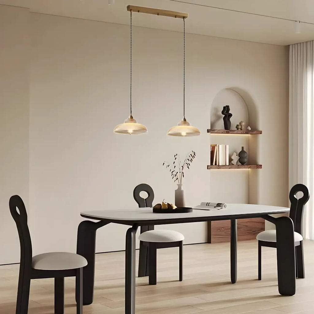 Lampadario a sospensione da isola a 2 luci, moderno, a cupola in vetro dorato, per cucina