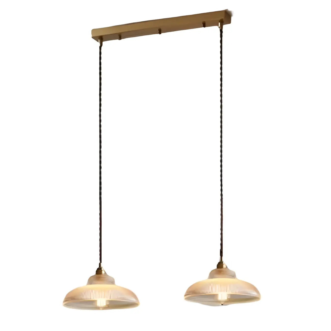 Lampadario a sospensione da isola a 2 luci, moderno, a cupola in vetro dorato, per cucina