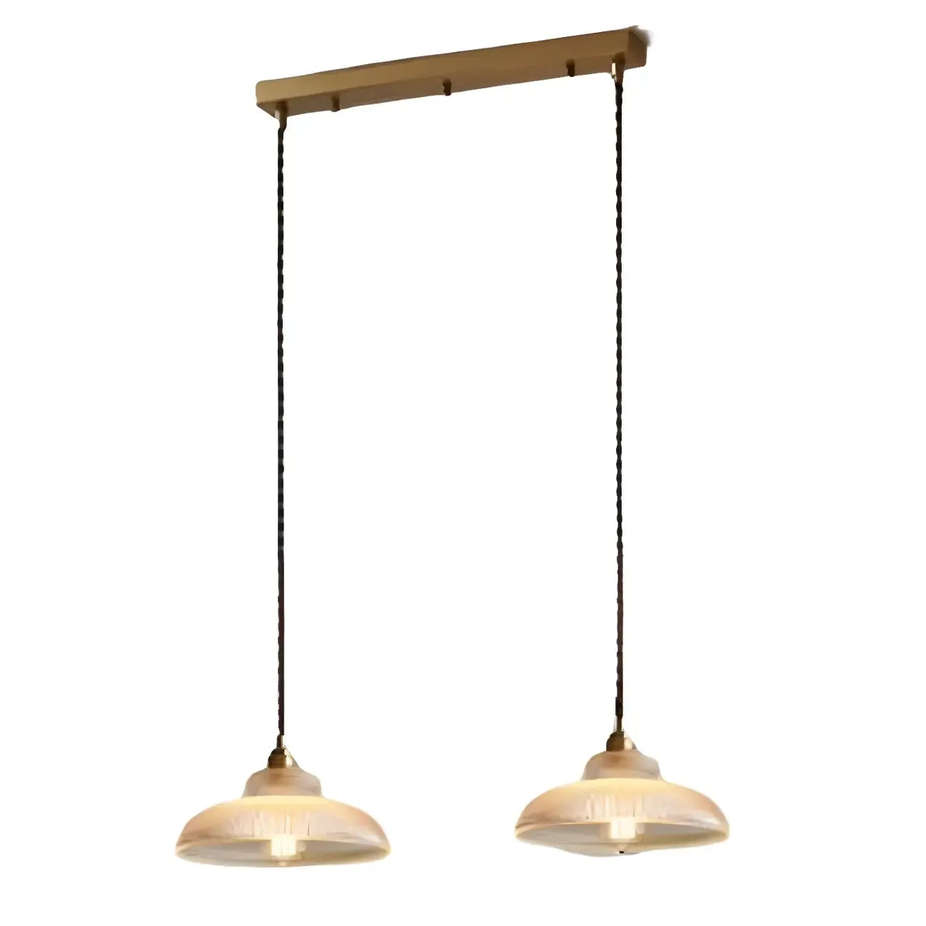 Lampadario a sospensione da isola a 2 luci, moderno, a cupola in vetro dorato, per cucina
