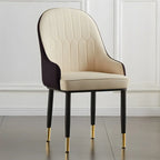 Chaise de salle à manger contemporaine en cuir avec accoudoirs et dossier incurvé