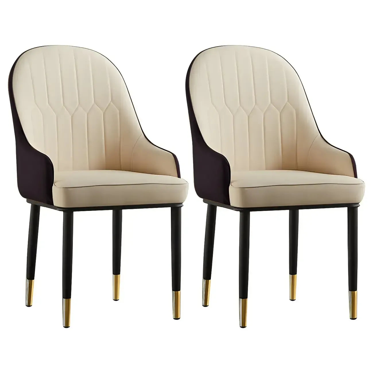 Chaise de salle à manger contemporaine en cuir avec accoudoirs et dossier incurvé