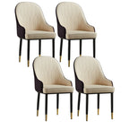 Chaise de salle à manger contemporaine en cuir avec accoudoirs et dossier incurvé