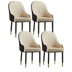 Chaise de salle à manger contemporaine en cuir avec accoudoirs et dossier incurvé