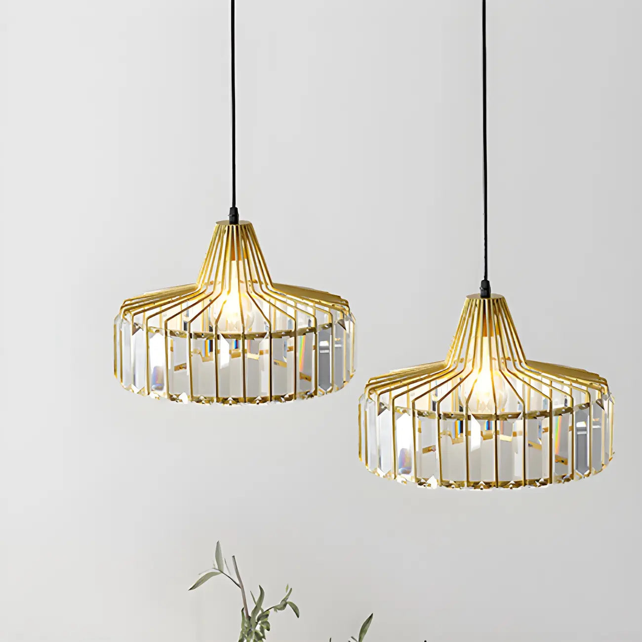 Suspension contemporaine en cristal pour îlot de cuisine