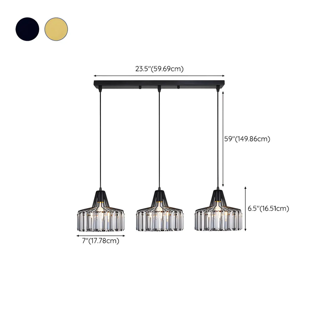 Suspension contemporaine en cristal pour îlot de cuisine