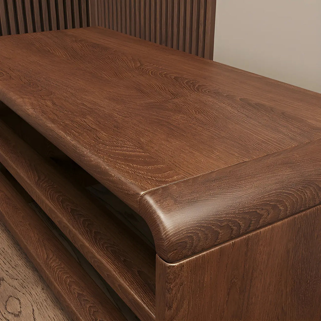 Banc à chaussures à 3 niveaux en bois massif marron pour entrée