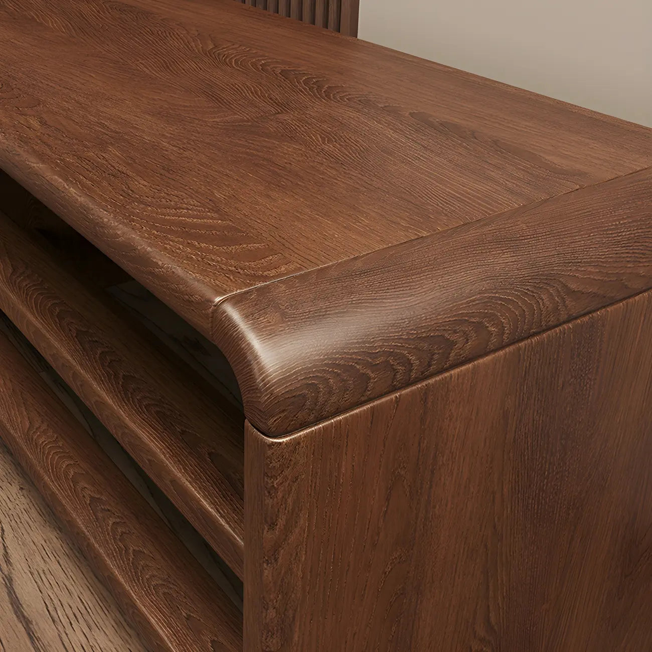 Banc à chaussures à 3 niveaux en bois massif marron pour entrée