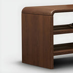 Banc à chaussures à 3 niveaux en bois massif marron pour entrée