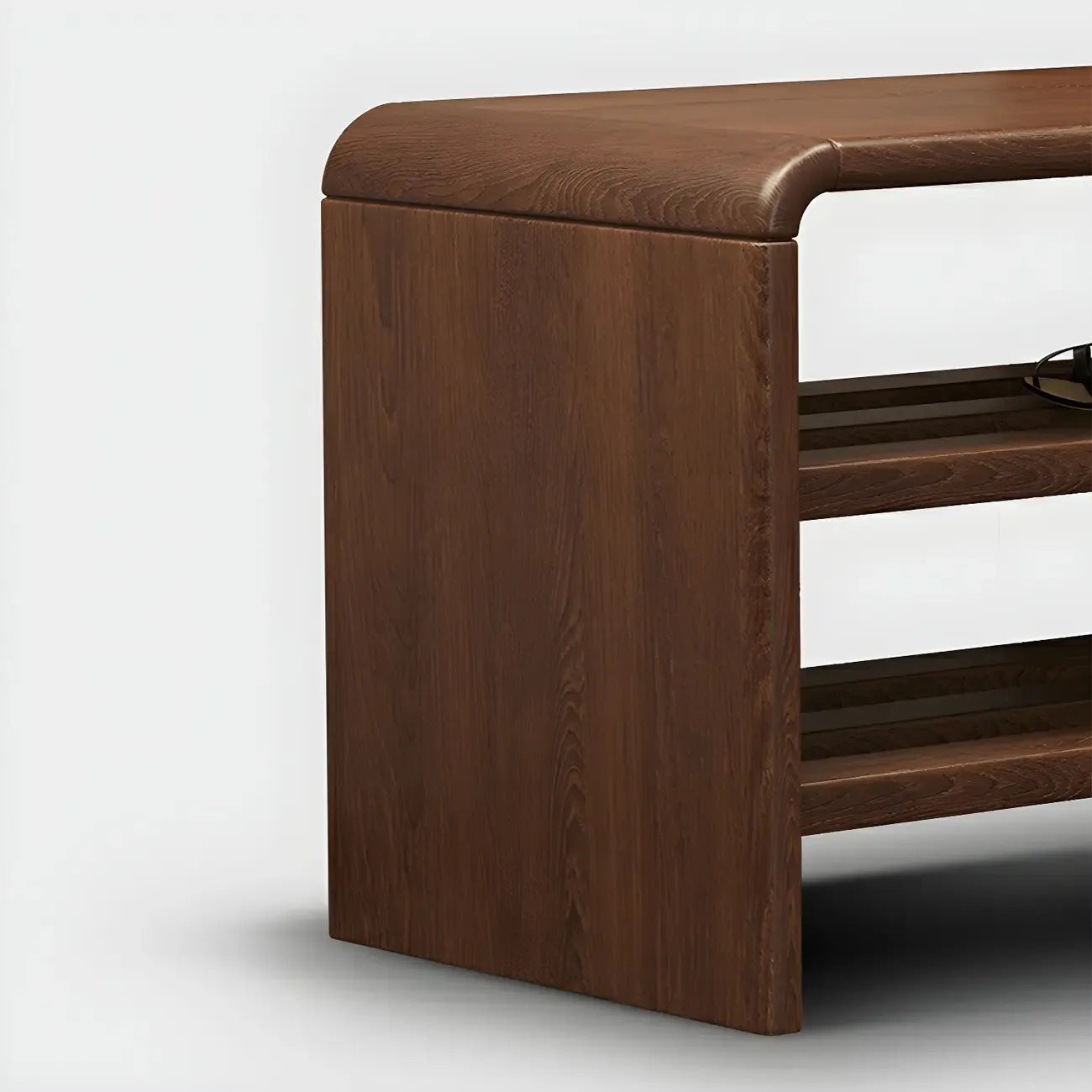 Banc à chaussures à 3 niveaux en bois massif marron pour entrée