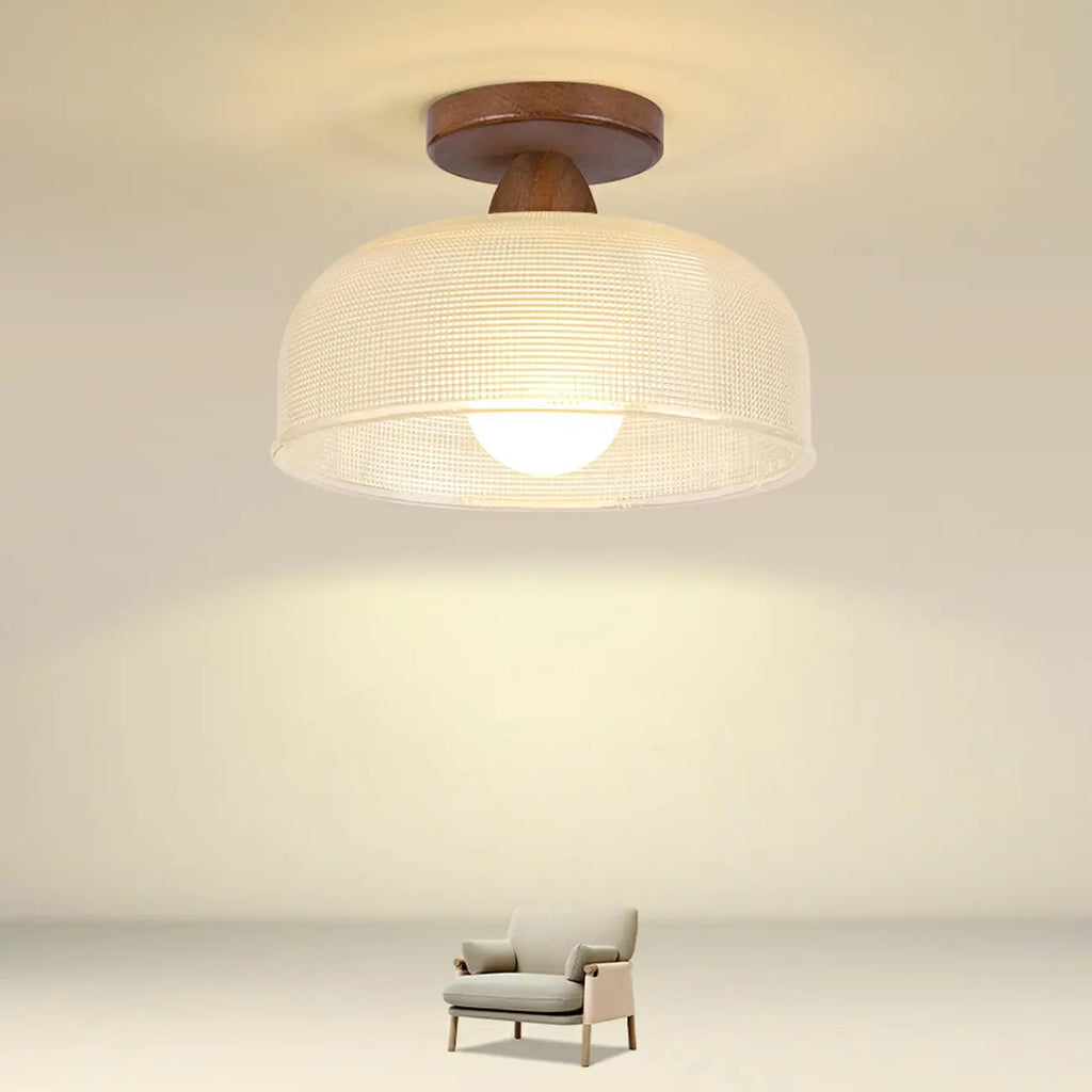 Plafonnier semi-encastré élégant en verre à LED pour salon