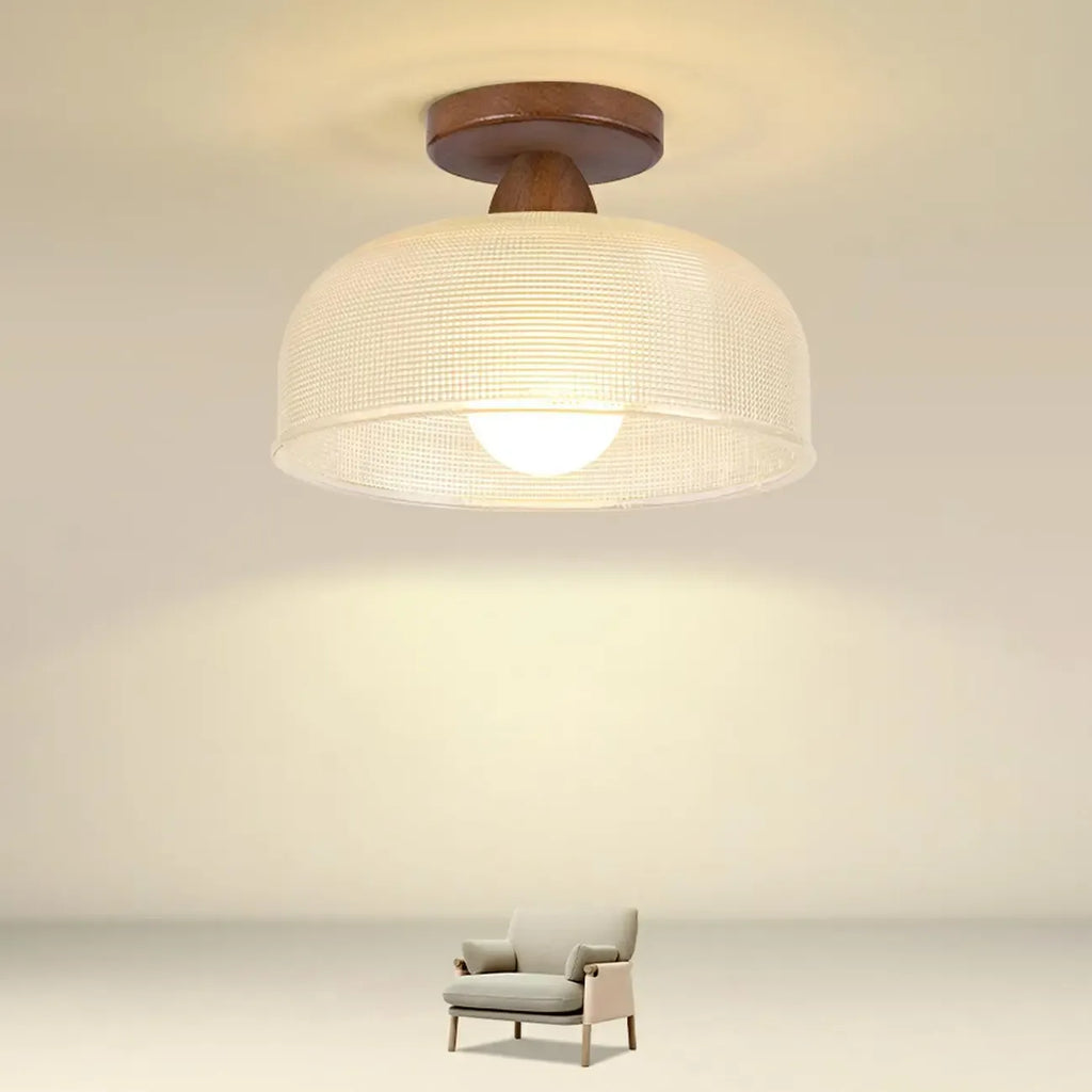 Plafonnier semi-encastré élégant en verre à LED pour salon