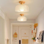 Plafonnier semi-encastré élégant en verre à LED pour salon