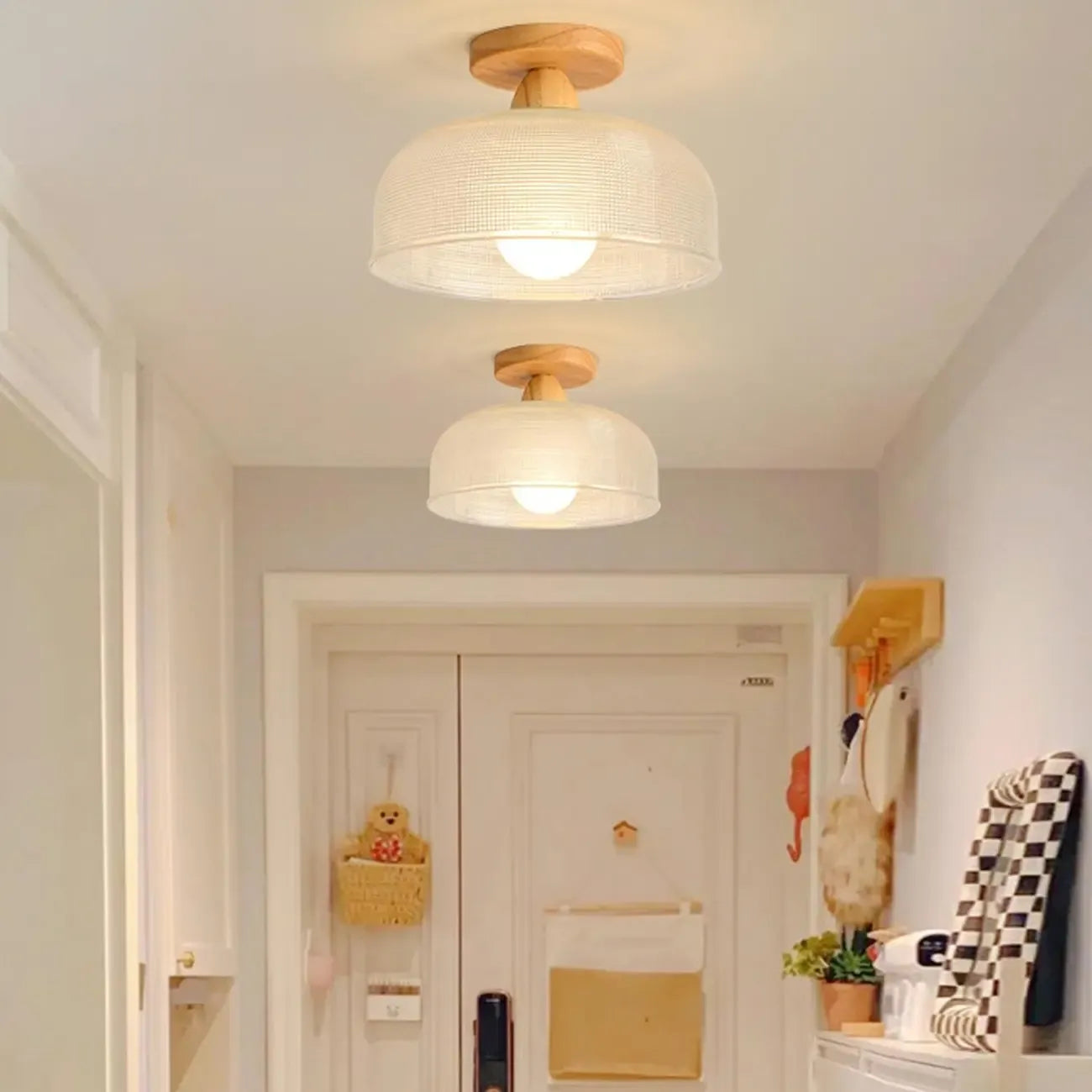 Plafonnier semi-encastré élégant en verre à LED pour salon