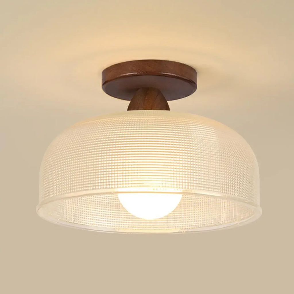 Plafonnier semi-encastré élégant en verre à LED pour salon