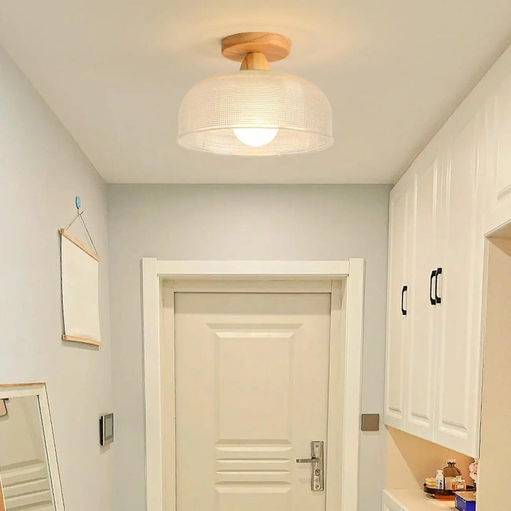 Plafonnier semi-encastré élégant en verre à LED pour salon