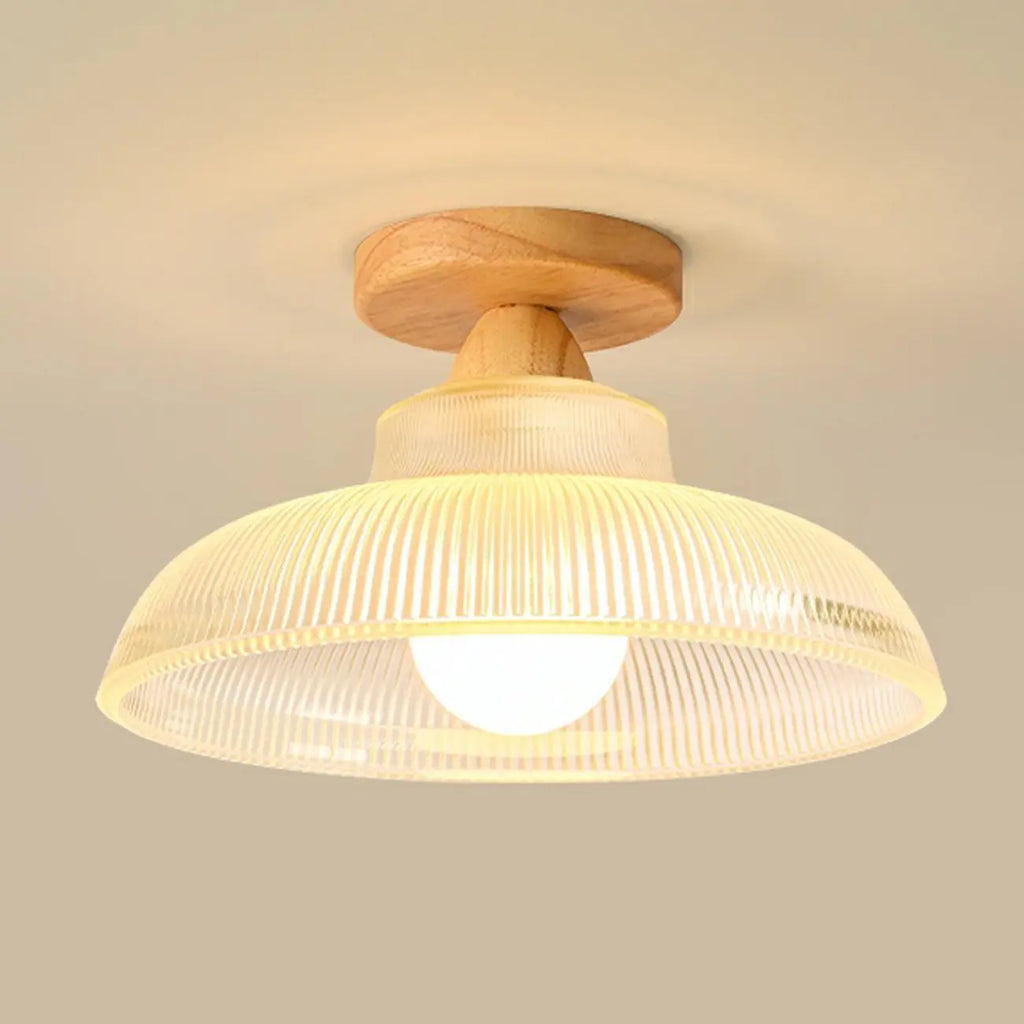 Plafonnier semi-encastré élégant en verre à LED pour salon