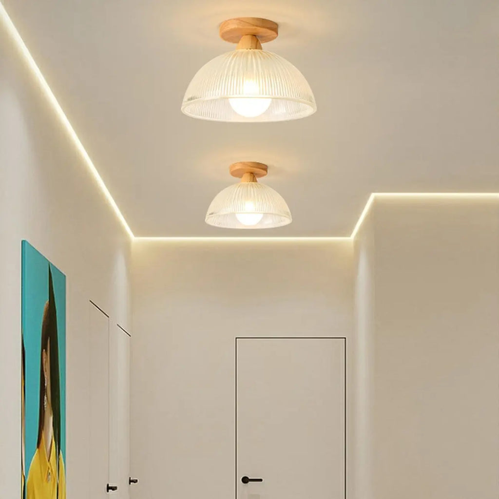 Plafonnier semi-encastré élégant en verre à LED pour salon
